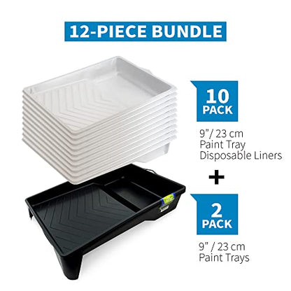 PD 9 Inch Paint Roller Tray and Liner Bundle