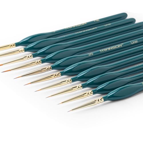10Pcs Extra Fine Tip Detail Brushes for Model Miniature Painting and Acrylic Watercolor Painting (10 Count)