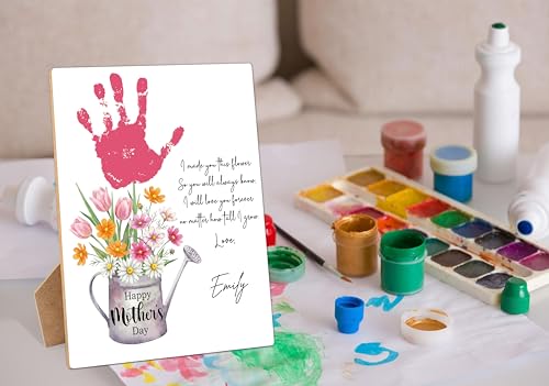 Mother's Day Flower Handprint Art Wooden Making Sign