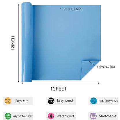 HTV Iron on Vinyl 12Inch by 12ft Roll HTV Heat Transfer Vinyl for T