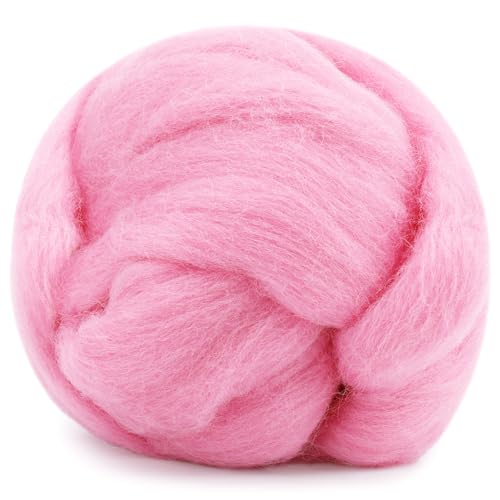 1.76oz Pink Natural Wool Roving