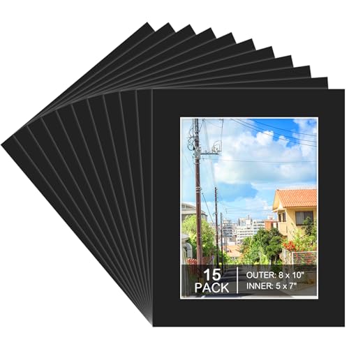 15 Pack 8x10 Picture Mats for 5x7 Photos (15 Count)