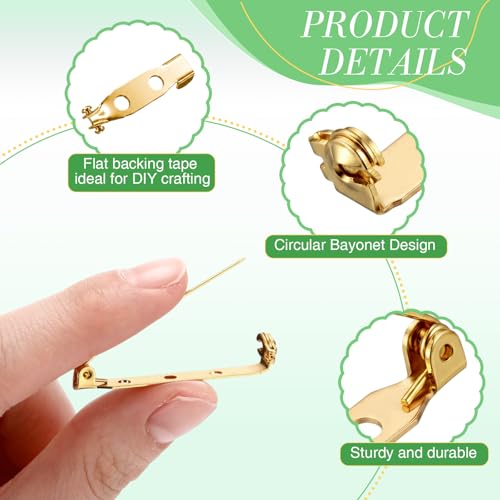 100 Pcs Brooch Pin Backs Bar Pins Backs for Crafts Safety Clasp with Plastic Box (100 Count)