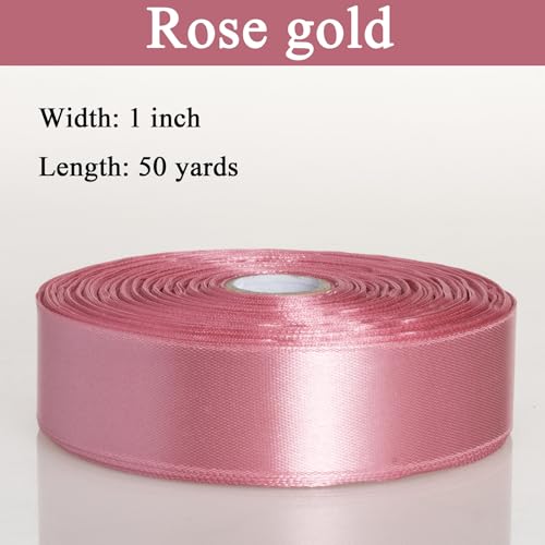 1 Inch Rose Gold Solid Satin Ribbon for Gift Wrapping
