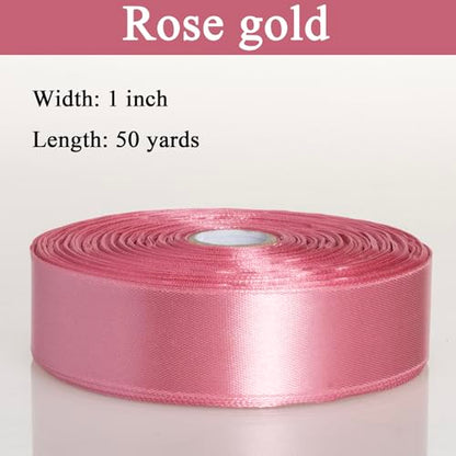 1 Inch Rose Gold Solid Satin Ribbon for Gift Wrapping