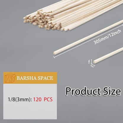120Pcs 1 8 Inch Balsa Wood Sticks (120 Count)
