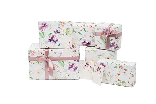 Floral Wedding Wrapping Paper + Ribbon Set with Tags
