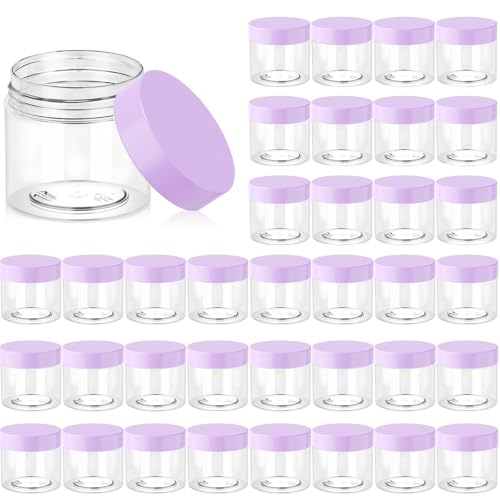 36 Pack 2 OZ Plastic Jars Clear Cosmetic Container with Lids (36 Count)