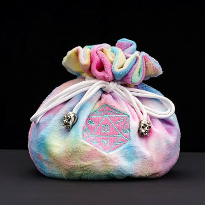 Large DND Dice Bag with Pockets Rainbow Storage Bag for D&D RPG Game (21 Ounce)