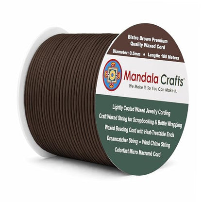 0.5mm Bistre Brown Waxed Cord (327 Foot)