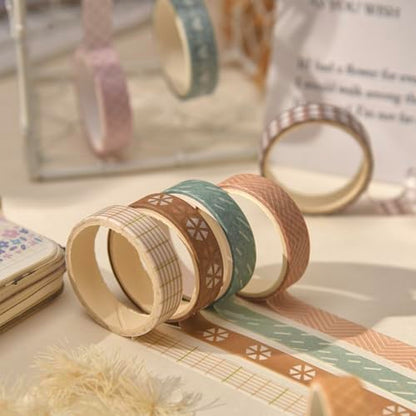 20 Rolls Basic Washi Tape Set Japanese Arts Adhesive Tapes Simple Patterns Decorative Masking Tape Sets for Craft (20 Count)