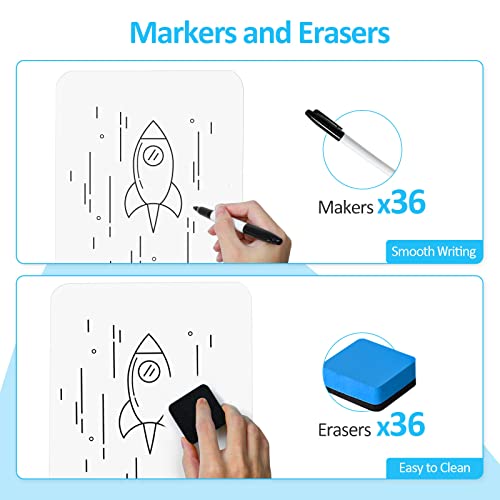 36 Pack Dry Erase Boards with 36 Erasers and 36 Markers (36 Count)