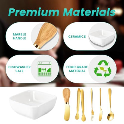 Charcuterie Board Accessories With 3 Oz Ceramic Dip Bowls