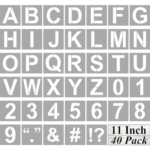 Alphabet Letter and Number Stencils 11 Inch (40 Count)