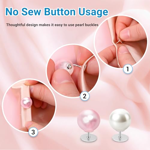 30 Sets Pearl Buttons No Sew Buttons for Clothes (30 Count)