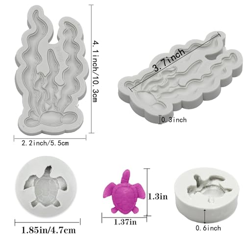 5 PCS Marine Theme Fondant Silicone Mold Seaweed Sea Fish Coral Sea Turtle Shape DIY Handmade Baking Tools
