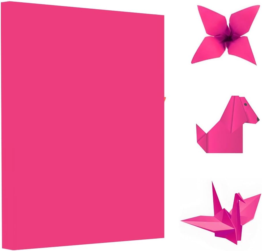 A4 Origami Paper Magenta 100 Sheets, 8.27×11.7 inch Double Sided Color Easy Fold Big Origami Paper A4 Colored Copy Papers Thin 70gsm for Beginners, DIY handwork Art Craft Projects (210 x 297 mm) - Crafty Corner