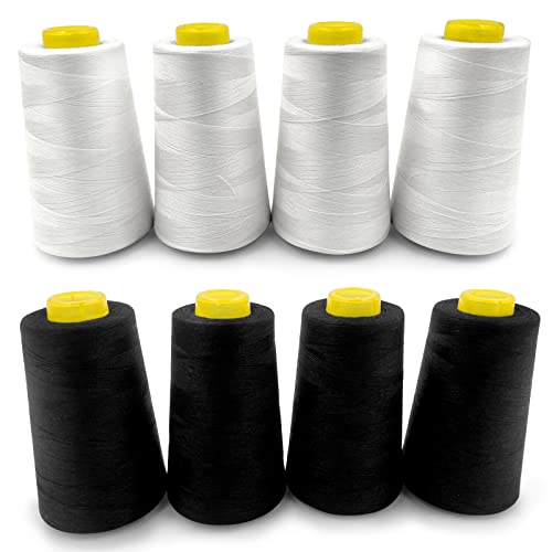 8 Cones of 3000 Yards Each Spool Thread for All Purpose Sewing (9000 Foot)