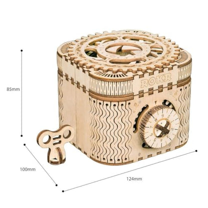 3D Wooden Puzzle Mechanical Treasure Box Model DIY Brain Teaser Projects for Adult Age 14+ Birthday Gift Educational Toys Wooden Puzzles for Adults
