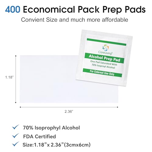 Alcohol Prep Pads with 70% Isopropyl Alcohol (400 Count)