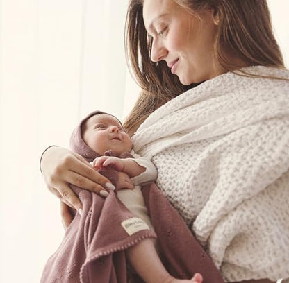 100% Luxury Organic Cotton Pointelle Knit Baby Quilt Blanket