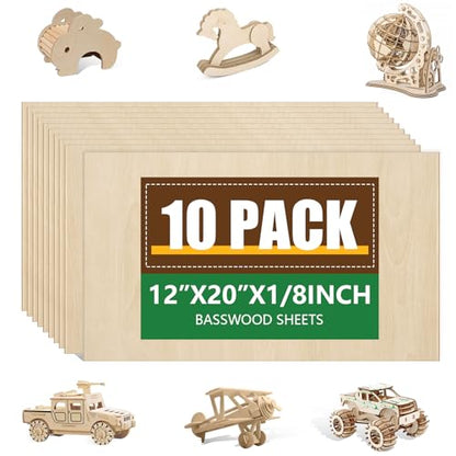 10 Pack Basswood Sheets 1 (10 Count)