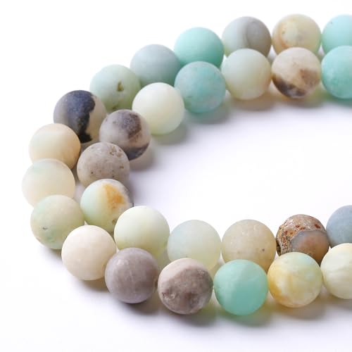 10mm 38pcs Frosted Amazonite Natural Stone Round Loose Beads for Jewelry Making DIY Bracelet Necklace