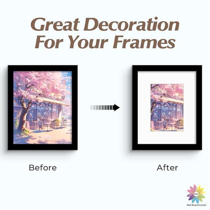 Mat Board Center 50 Pack 8x10 Picture Mat for 5x7 Photo White