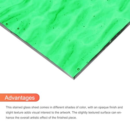 2 Pcs Stained Glass Sheet Mosaic Tile 7.9 Inch x 5.9 Inch Emerald Green Stained Glass Sheets for Crafts DIY Art Project