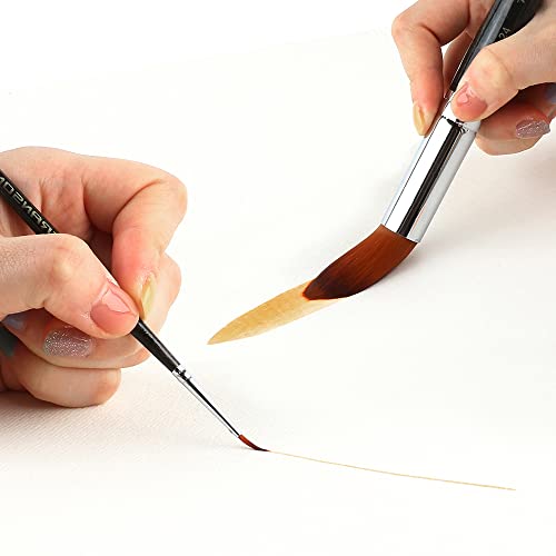 13pcs Round Paint Brush Set Synthetic Bristle Complete Round Brush Set for Watercolor Acrylic Gouache Ink Tempera (13 Count)