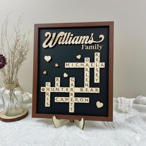 Personalized Crossword Family Names Scrabble Wooden Home Decor