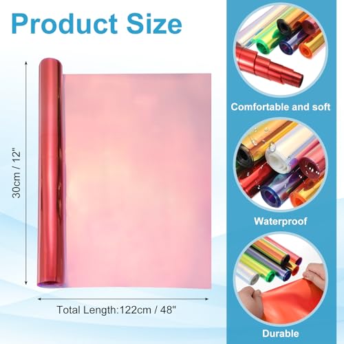 Holographic Clear PVC Vinyl Film Holographic PVC Fabric Waterproof Dichroic Film 12 x 48 Inch for Handbags Bows Earrings DIY Craft