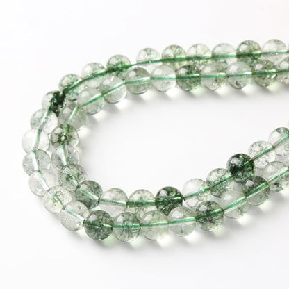 45PCS 8MM Green Crackle Phantom Ghost Crystal Beads for Jewelry Making DIY Bracelet Necklace Accessories 15" Energy Healing Power Stone Beads