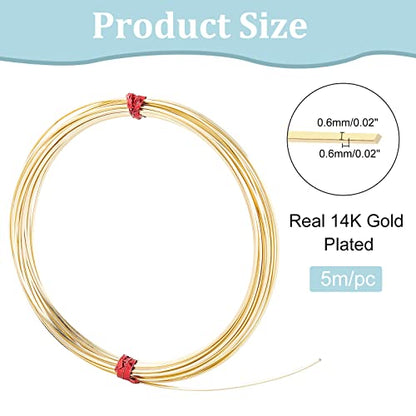 22Gague 16.4 Feet Real 14K Gold Plated Square Brass Wire