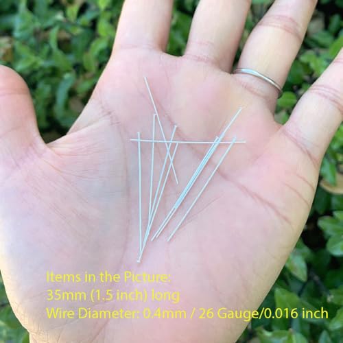 50pcs Adabele Authentic Sterling Silver Flat Headpin Head Pins 38mm (20 Count)
