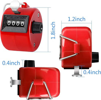 Red Handheld Tally Counter Clicker 4 Digital for School Event