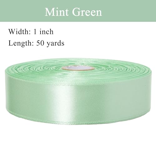 1 Inch Mint Green Solid Satin Ribbon for Gift Wrapping