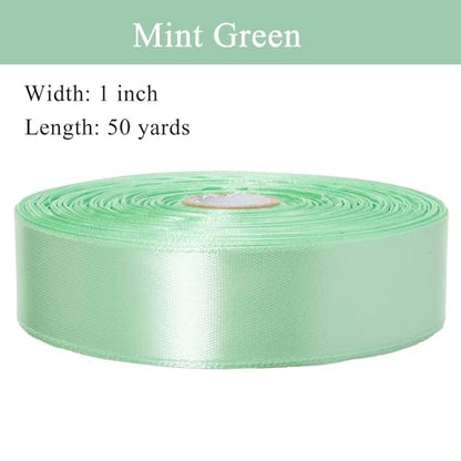 1 Inch Mint Green Solid Satin Ribbon for Gift Wrapping