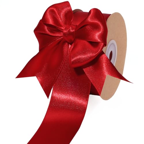 Bright Red Satin Ribbon 1.5 Inch 25 Yards