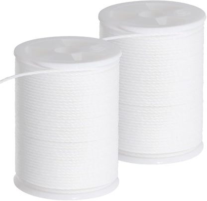 2 Rolls 24 Yards 1MM Round White Wax String Waxed Beading Rope Polyester Taiwan Twist Cord Sturdy Thread Strings for Jewelry Making Bracelet Necklaces Waist Macrame Vase Decor Supplies