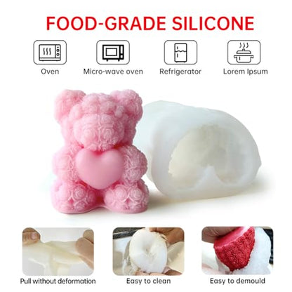 Rose Bear Silicone Mold for Candle Making