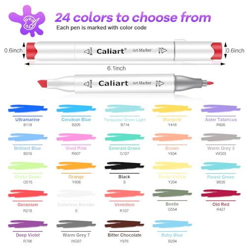 Alcohol Markers 24 Colors Coloring Markers Fine & Chisel Dual Tip