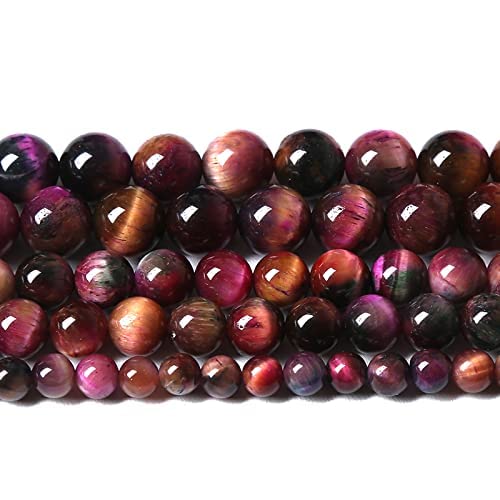 61pcs 6mm Top AAA Natural Tiger Eye Beads for Jewelry Making Rose Red Starry Sky Tiger Eye Stone Round Loose Beads DIY Bracelet Necklace Earrings (16 Count)