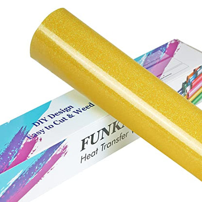 Glitter Fluorescent Gold HTV Heat Transfer Vinyl Rolls