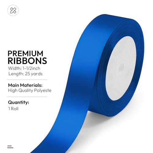 1" x 25 Yards Royal Blue Satin Ribbon Crafts Gift Wrapping (75 Foot)