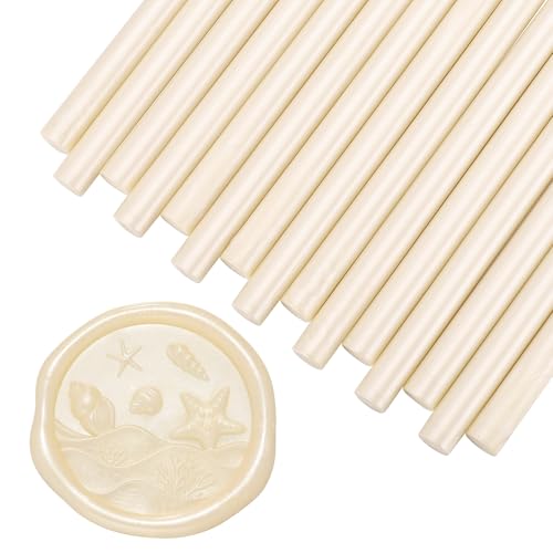 15Pcs Ivory White Glue Gun Sealing Wax Sticks for Wax Seal Stamp (15 Count)