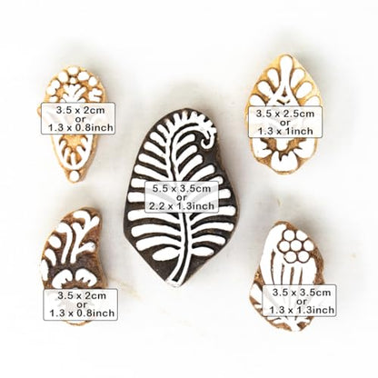 5 Pieces Floral Wooden Printing Stamps (5 Count)