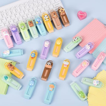 24 Pcs Cute Retractable Eraser for Pencils Cute School Supplies Kawaii Erasers for Kids Fun Cartoon Erasers Back to School Supplies Kid Party Favors Gift