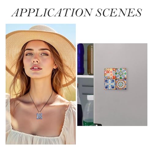 20Pcs 30mm Square Glass Cabochons Flower Printed Mosaic Tile Glass Cabochon Vintage Flower Floor Dome Cabochon for Photo Pendant Earrings Necklace Bracelet Keychain Rings Jewelry Making