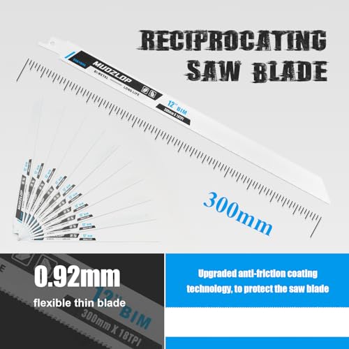 10Pack 12inch 18TPI Metal Reciprocating Saw Blades Set (10 Count)